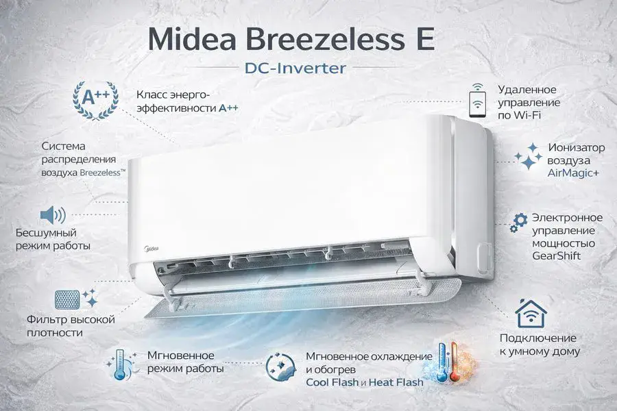 Кондиционер Midea Breezeless E